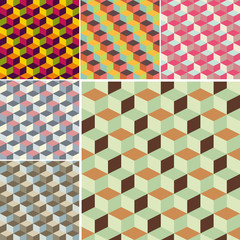 set of abstract cubic geometric pattern background