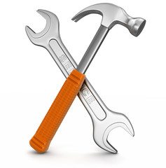 Wrench and Hammer (clipping path included)