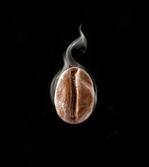Hot coffee bean in a steam