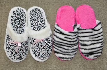 Two pairs of bedroom slippers