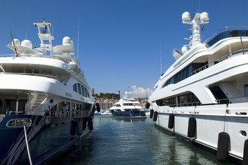 luxurious yachts in the harbor of Cannes