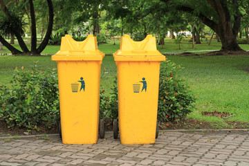 Recycle bin in the park