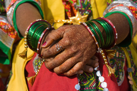 Henna on hands of bride from India