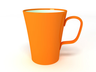 orange cup on white background