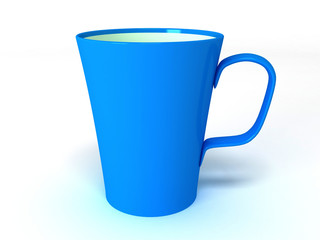 blue cup on white background