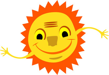 smiling sun with hands