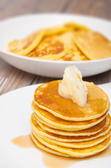 Pancakes With Butter and Maple Syrup