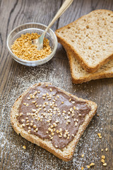 toast bread with creamy chocolate and hazelnut, delicious breakf