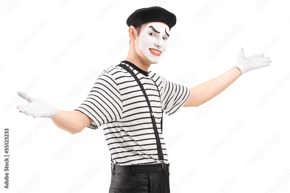 Wall mural male mime dancer gesturing with hands