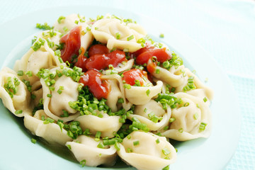 Boiled dumplings with sauce
