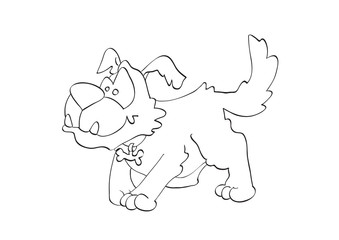 contour  of mongrel dog on isolated white background