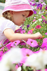 girl and petunia