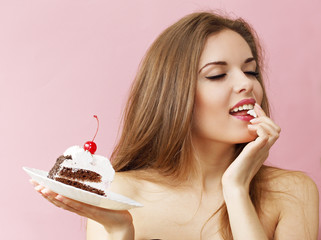 Woman enjoying the cake