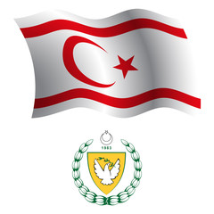turkish republic of northern cyprus wavy flag and coat