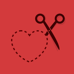 Heart dotted line with scissors