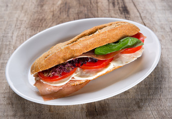 Ham salad baguette