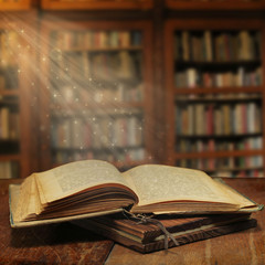  Opened magic book with magic light