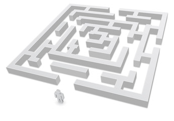 3d labyrinth with person icon