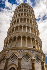 Fototapeta na wymiar Bottom view of the Leaning Tower of Pisa
