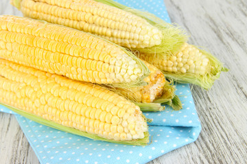 Fresh corn vegetable on wooden table
