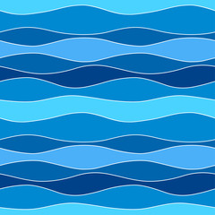 Sea Waves, Abstract Vector Seamless Pattern.