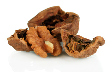 Broken walnut isolated on white