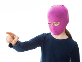 Girl in gangster mask