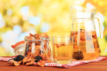 Assorted dried fruits in bank and compote of dried fruits