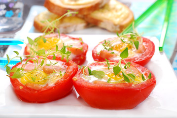 tomato stuffed with quail egg