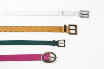 Belts. Set of different leather belts