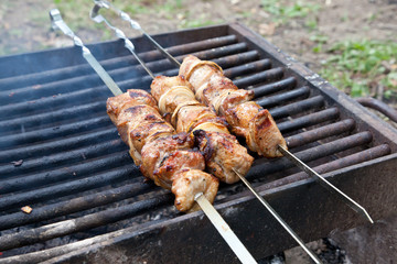 Barbeque meat on the grill