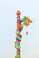 Isolated Chinese Dragon Statue on White Background.