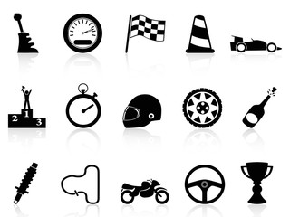 motor race icons set