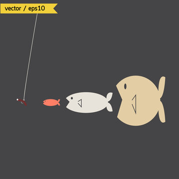 Big fish conceptual. vector. eps10