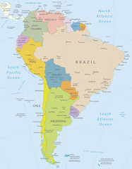 South America-highly detailed map.Layers used.