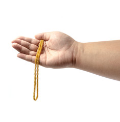 Hand Holding Expensive Gold Jewelry