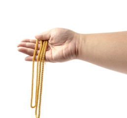 Hand Holding Expensive Gold Jewelry