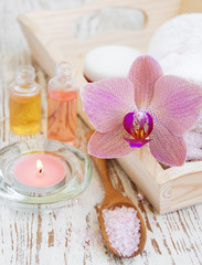 Spa set with orchids