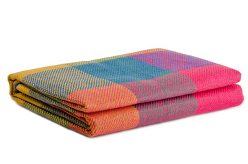Soft warm blanket on the white  background