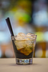 Black Russian cocktail on a bar