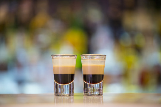 Pair of B52 shots on a bar