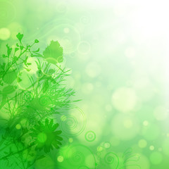 Floral green background.
