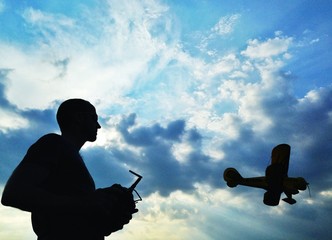 man with rc airplane