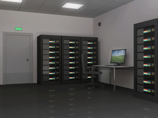 Modern Interior of Server Room