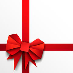 Gift paper red bow and ribbon - 55143816