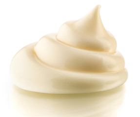 Handful of mayonnaise. Swirl on white background. Clipping path.