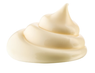 Handful of mayonnaise. Swirl on white background. Clipping path.
