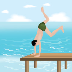 Man jumping in the sea