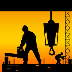 workers on a construction site vector illustration