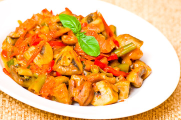 meat with mushrooms and vegetables